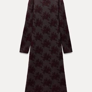Zara Jacquard floral long knit dress NWT